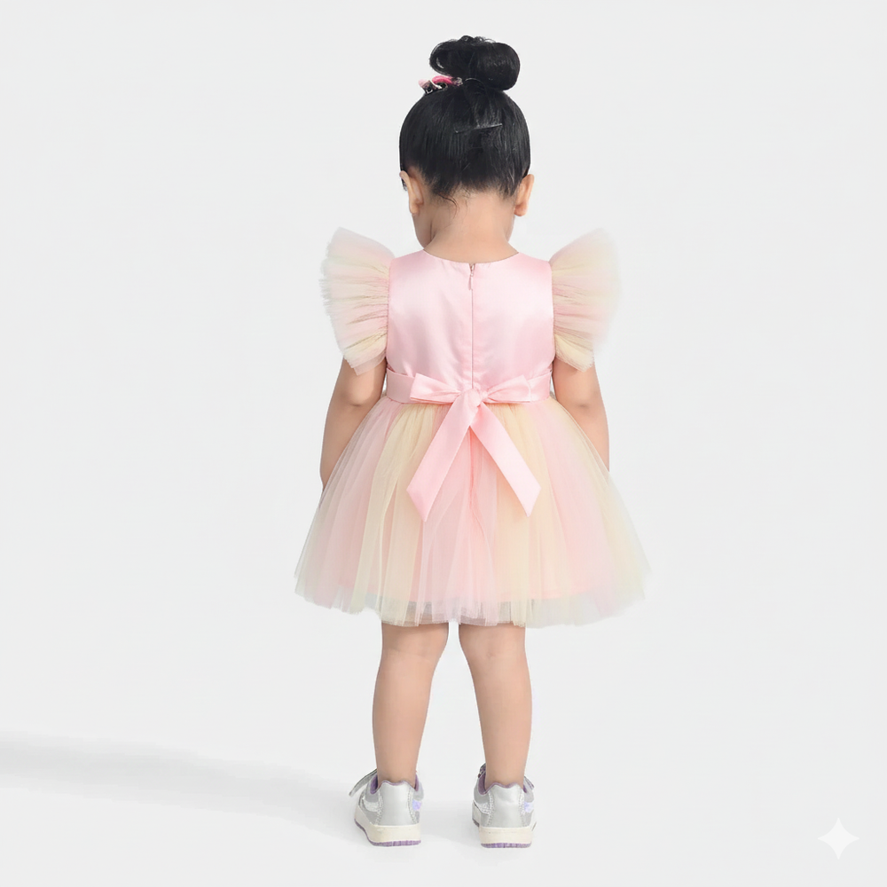 Infant Girls Net Fancy Frock-  Multi