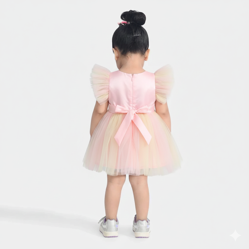 Infant Girls Net Fancy Frock-  Multi