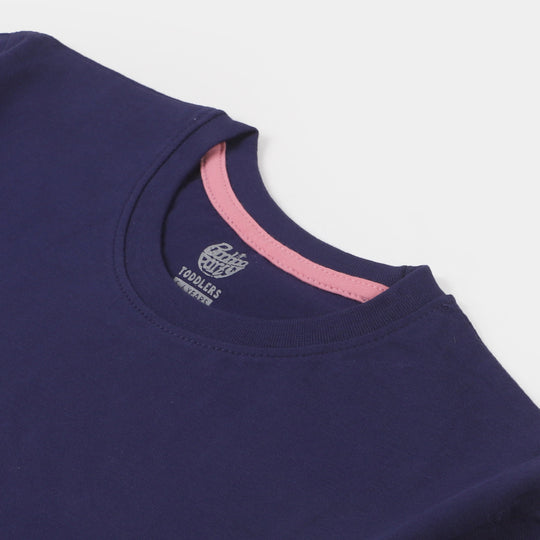 Girls Slub T-Shirt Dragon Fly - Navy Blue