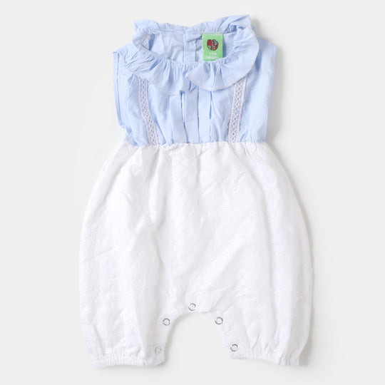 Infant Girls Woven Romper Balloon - SKY BLUE