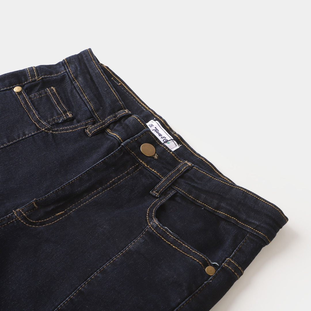 Teens Girls Denim Pant Silver Studs - DARK BLUE