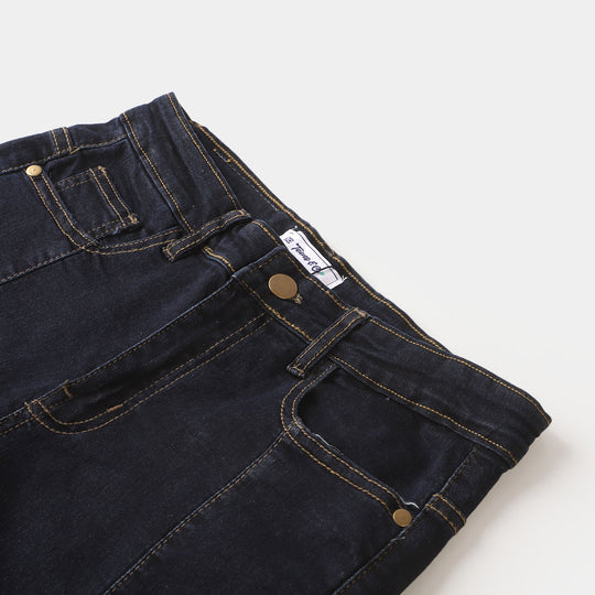 Teens Girls Denim Pant Silver Studs - DARK BLUE