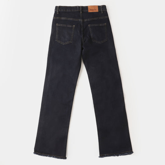 Teens Girls Denim Pant Silver Studs - DARK BLUE