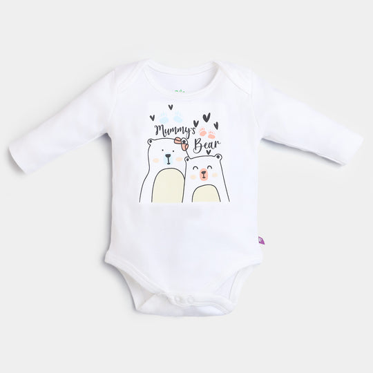 Infant Girls Knitted Romper Mummy's Bear-White