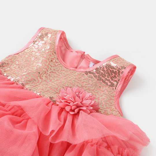 Infant Girls Fancy Frock Sequins - Pink