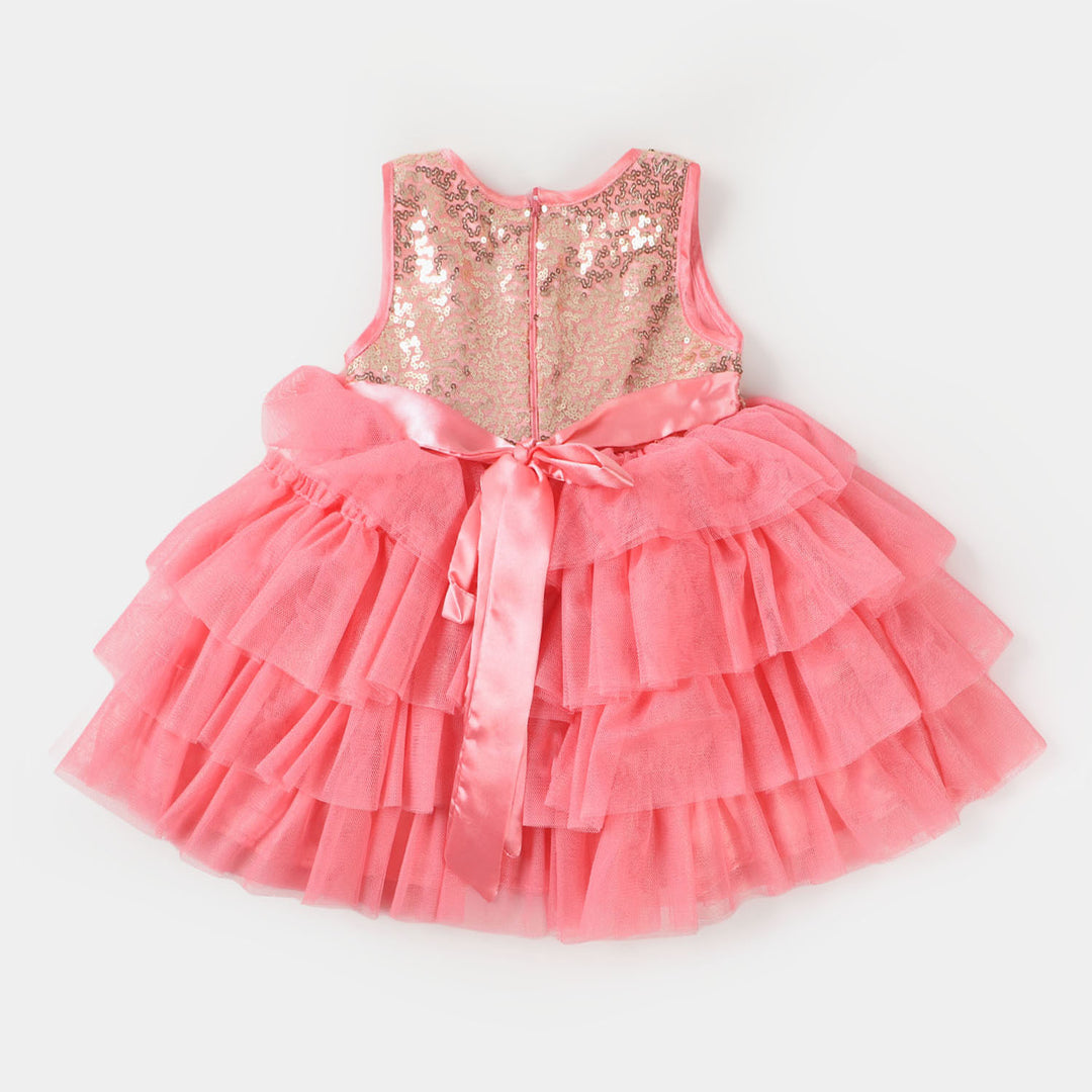 Infant Girls Fancy Frock Sequins - Pink