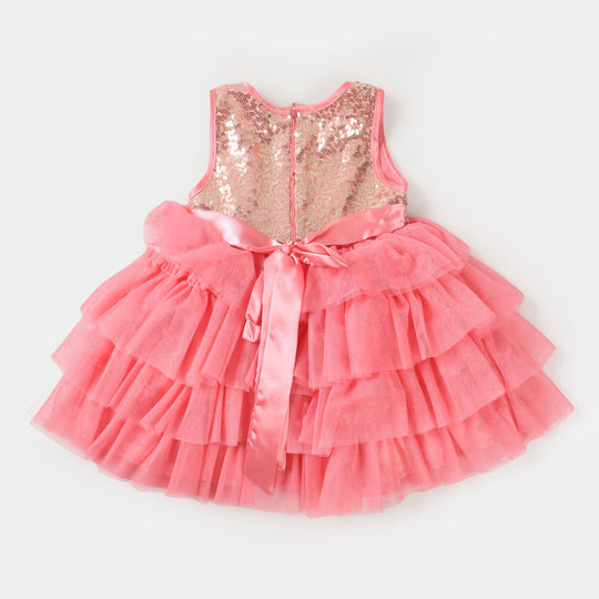 Infant Girls Fancy Frock Sequins - Pink