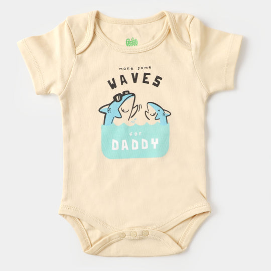 Infant Unisex Cotton Romper Waves - cream