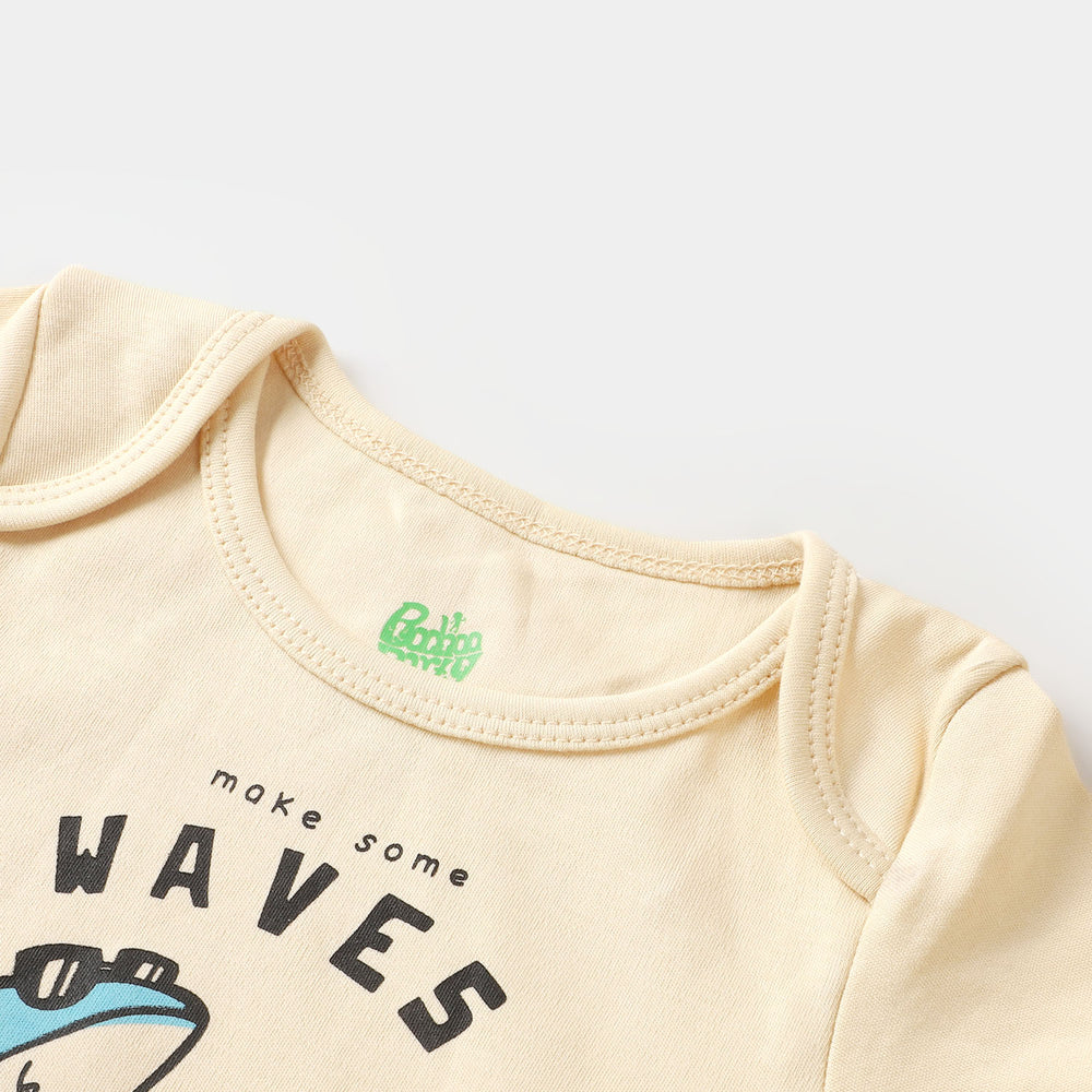 Infant Unisex Cotton Romper Waves - cream