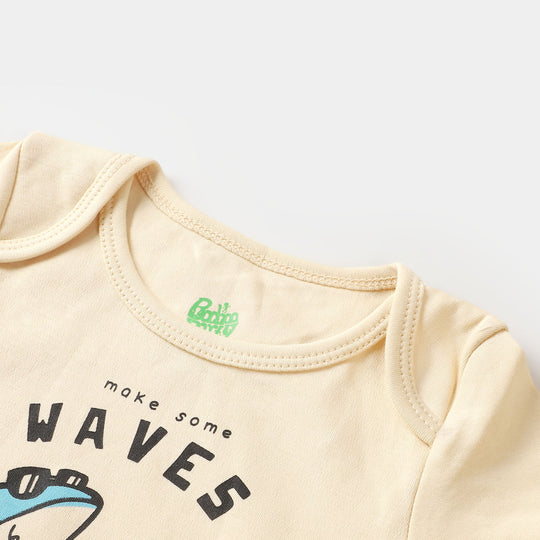 Infant Unisex Cotton Romper Waves - cream