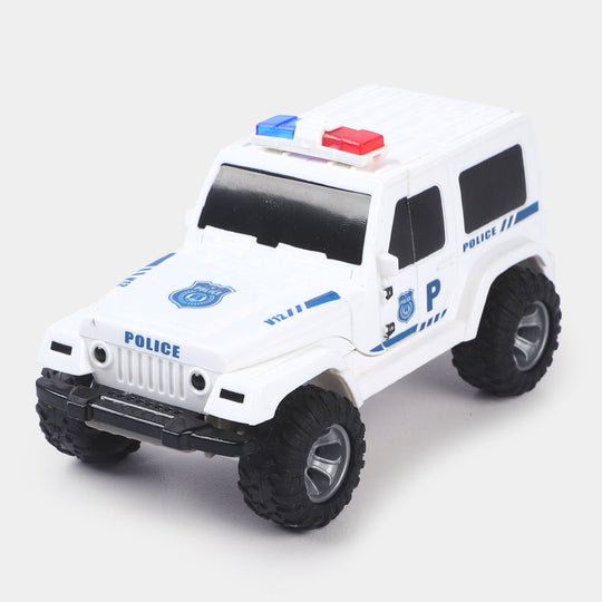 Deformation Friction Police Jeep Toy | White