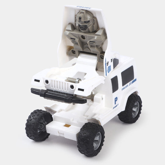 Deformation Friction Police Jeep Toy | White