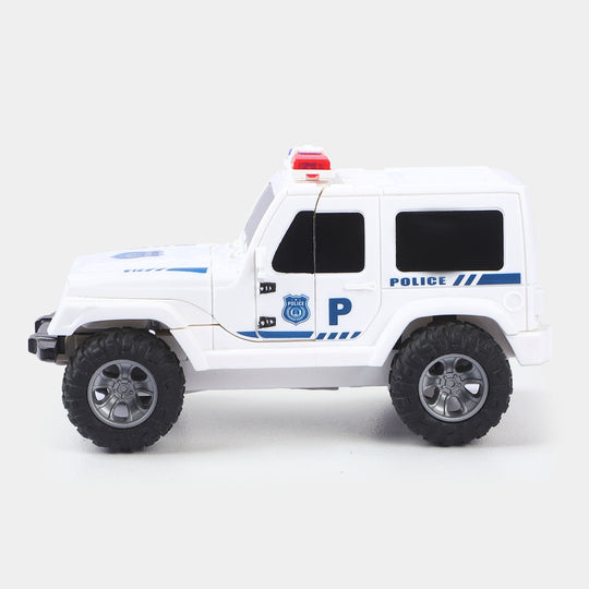 Deformation Friction Police Jeep Toy | White