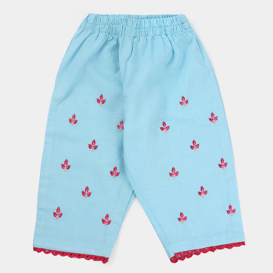 Infant Girls khaddar 2Pc Suit Leaf-Light Blue