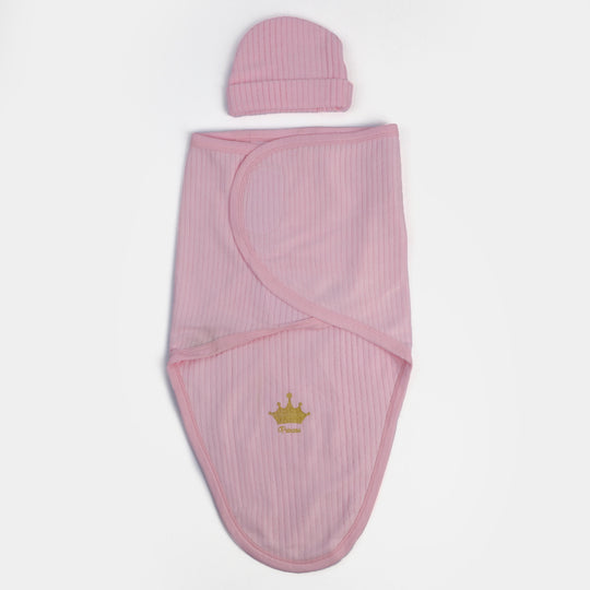 Baby Warm Swaddle With Cap | Pink