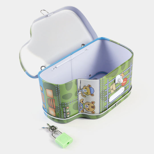Metal Coin/Money With Lock Box For Kids