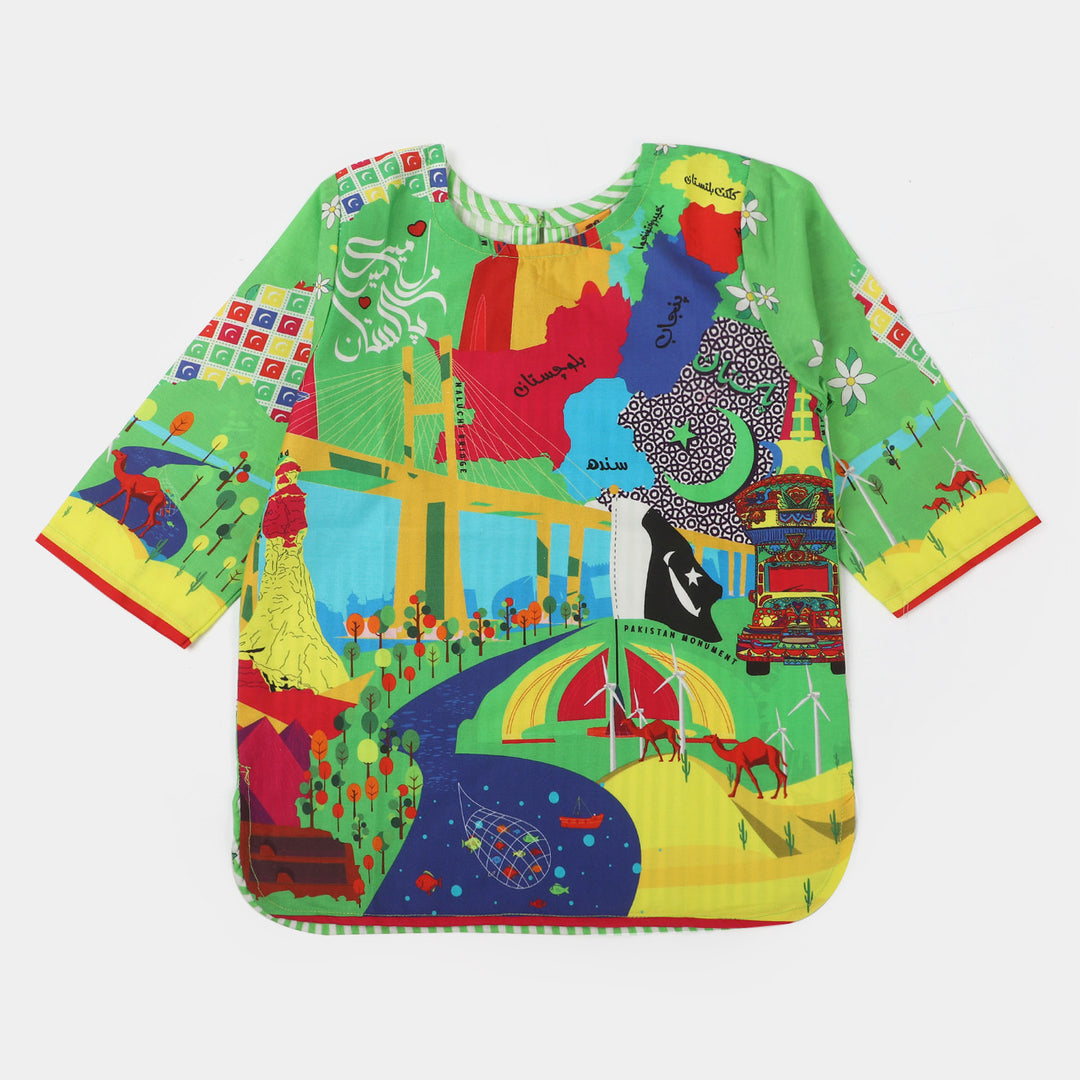 Girls Independence Mera Pakistan Top – Green