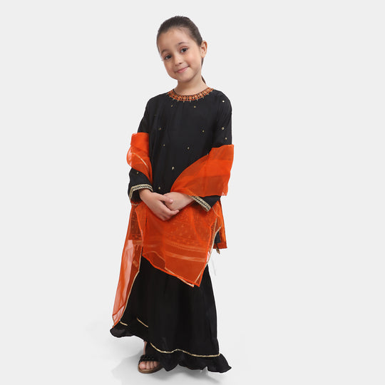 Girls 3PCs Suit Sangeet-BLACK