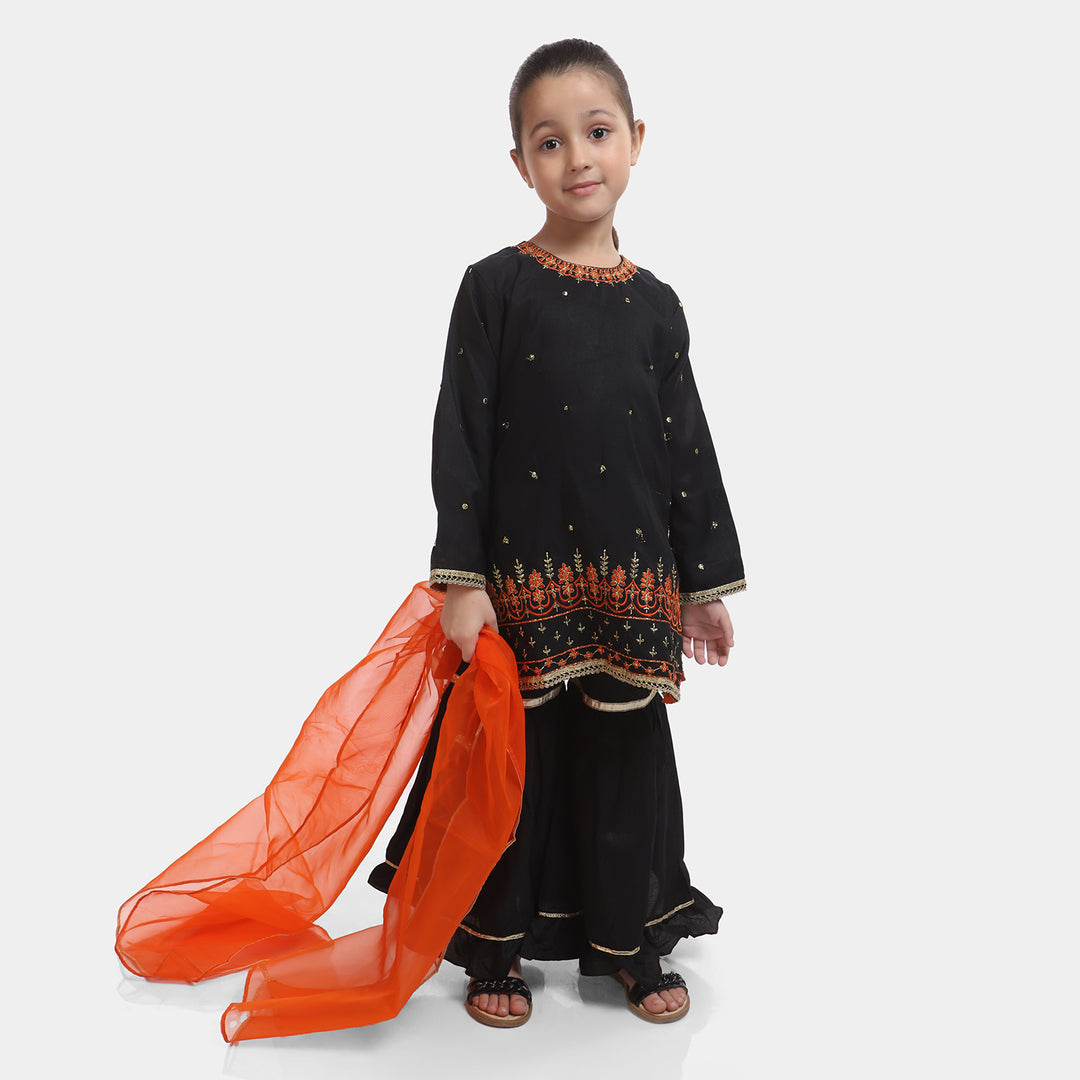 Girls 3PCs Suit Sangeet-BLACK