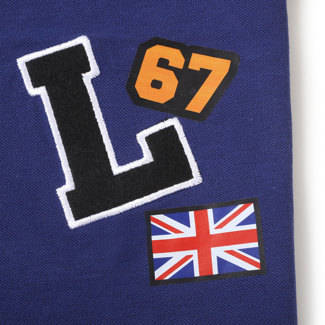 Boys Cotton Polo T-shirt Britain - Navy Blue