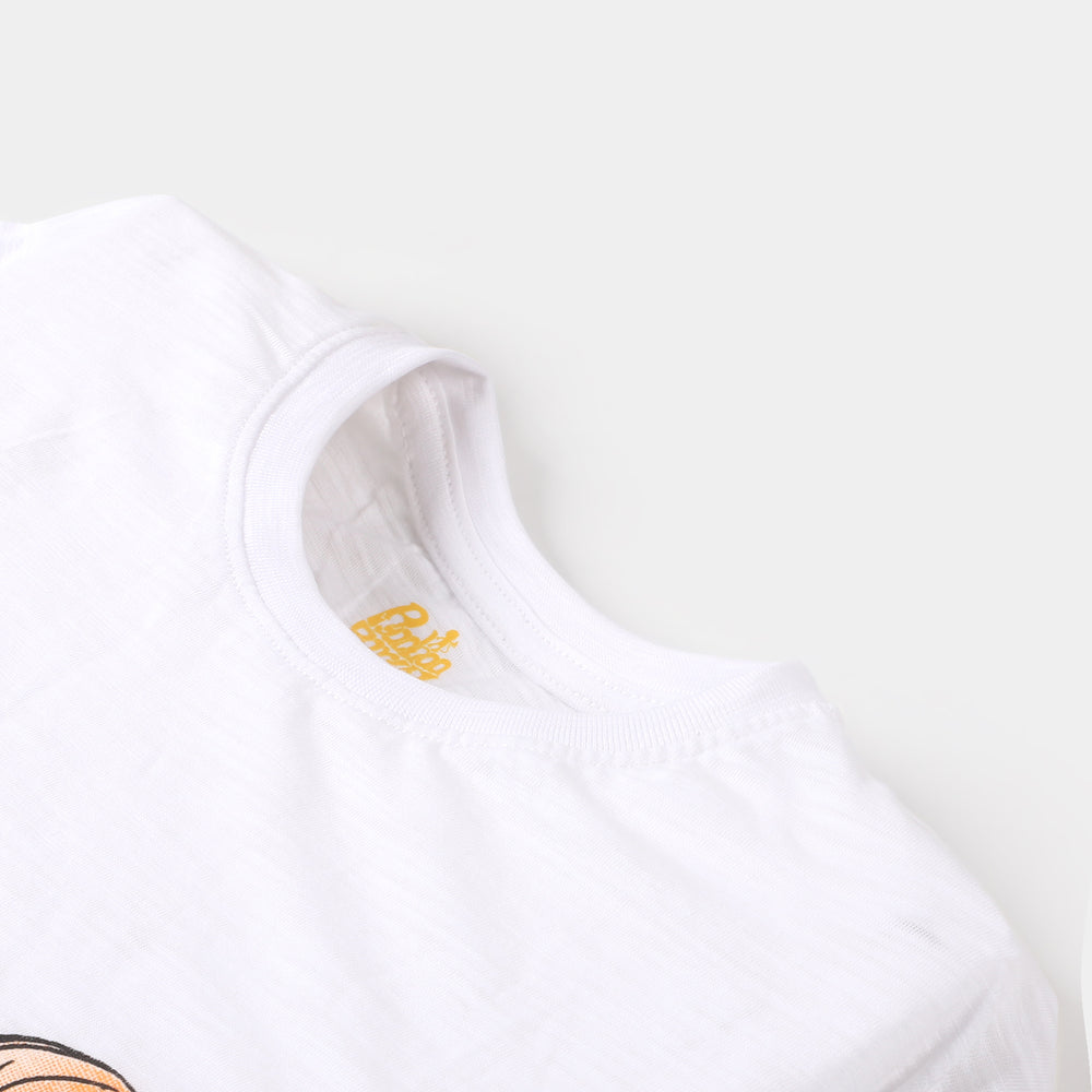 Girls Slub T-shirt Character - White