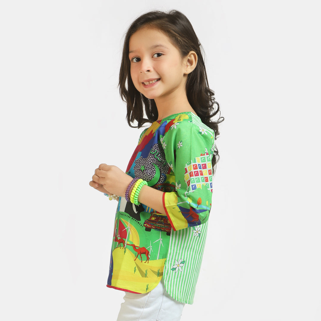 Girls Independence Mera Pakistan Top – Green