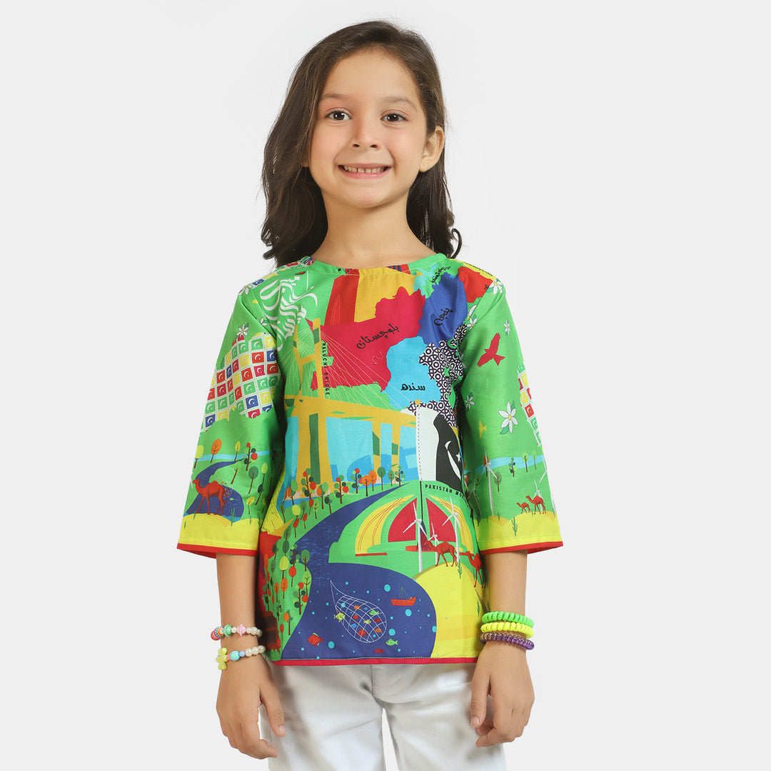 Girls Independence Mera Pakistan Top – Green