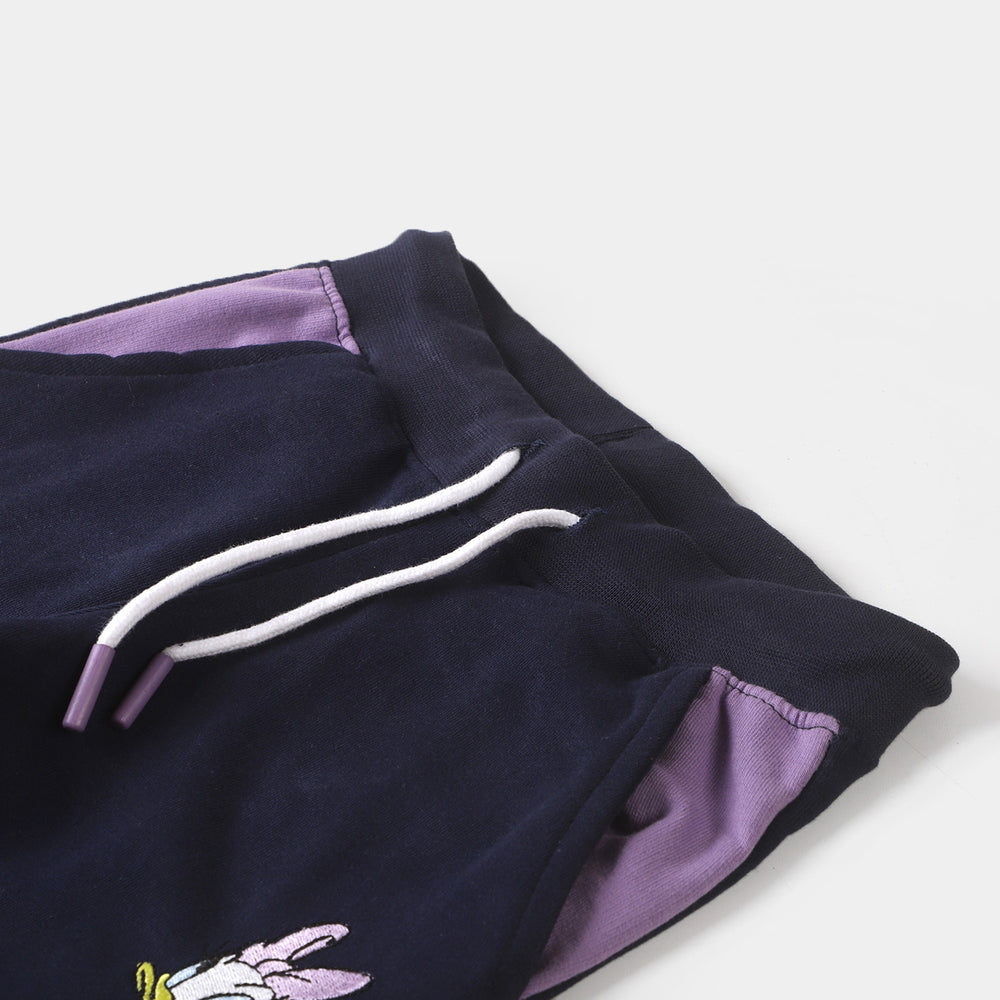Girls Terry Pajamas Daisy - Navy Blue