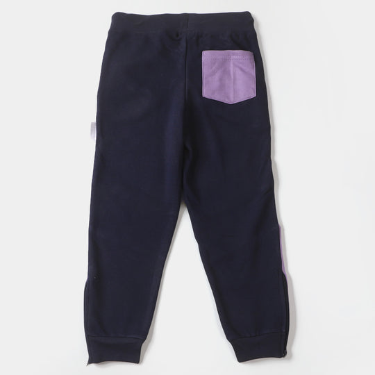Girls Terry Pajamas Daisy - Navy Blue