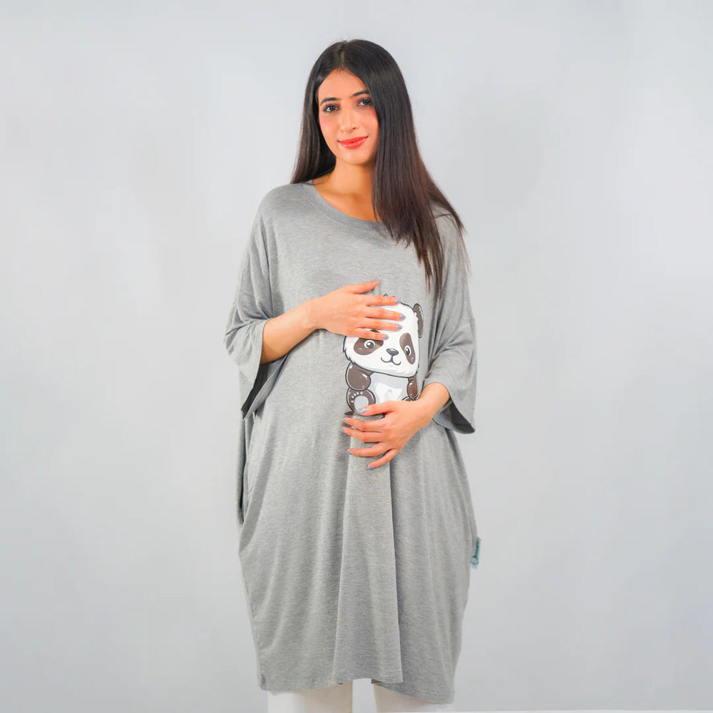 Ornavo Panda Comfy Tee in Grey
