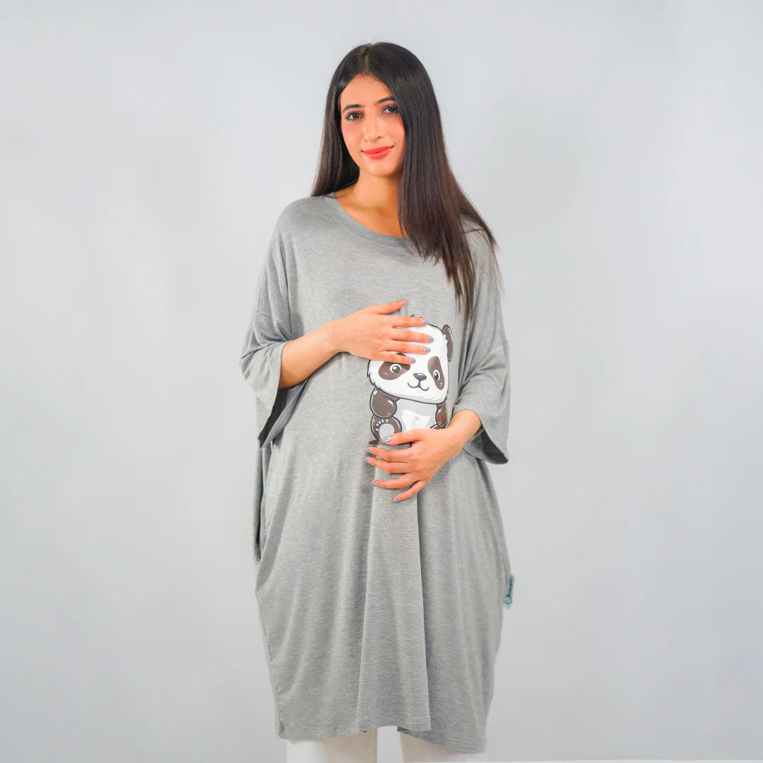 Ornavo Panda Comfy Tee in Grey