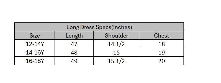 Teen Girls Cotton Long Dress