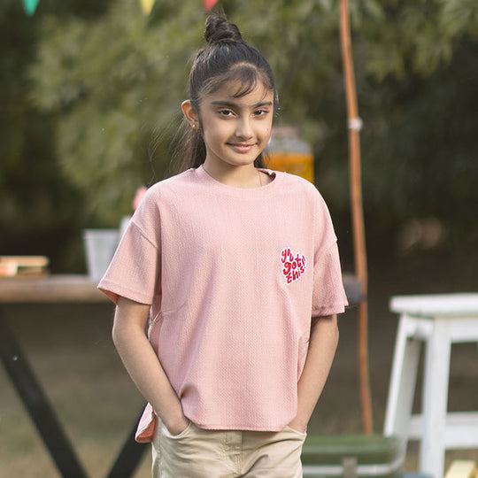 Girls Yarn Dyed T-Shirt (You Got This) – Pink