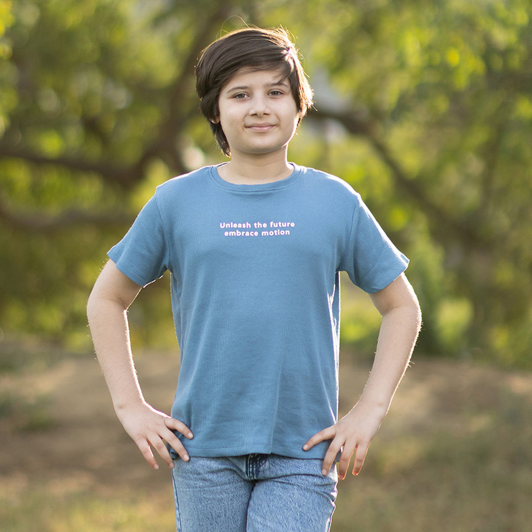 Boys 2x1 Rib T-Shirt (Unleash The Future) – Blue