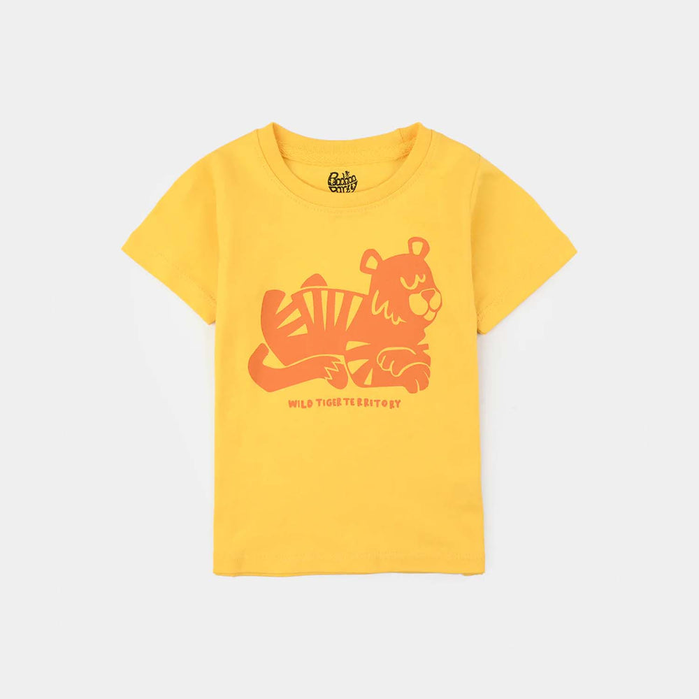 Infant Boys Jersey/Terry T-Shirt (Wild Tiger) - Yellow