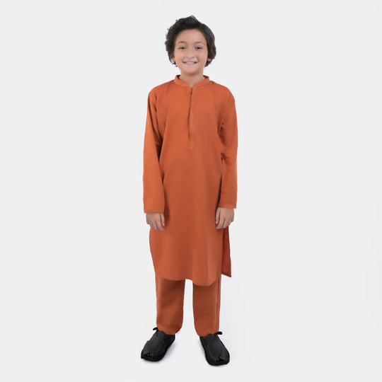 Boys Cotton Slub 2 Piece Suit -Sun Set