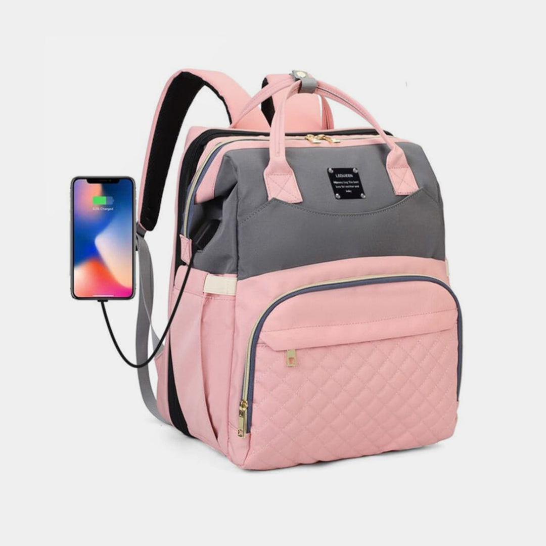 2-in-1 Foldable Diaper Backpack with Expandable Bassinet