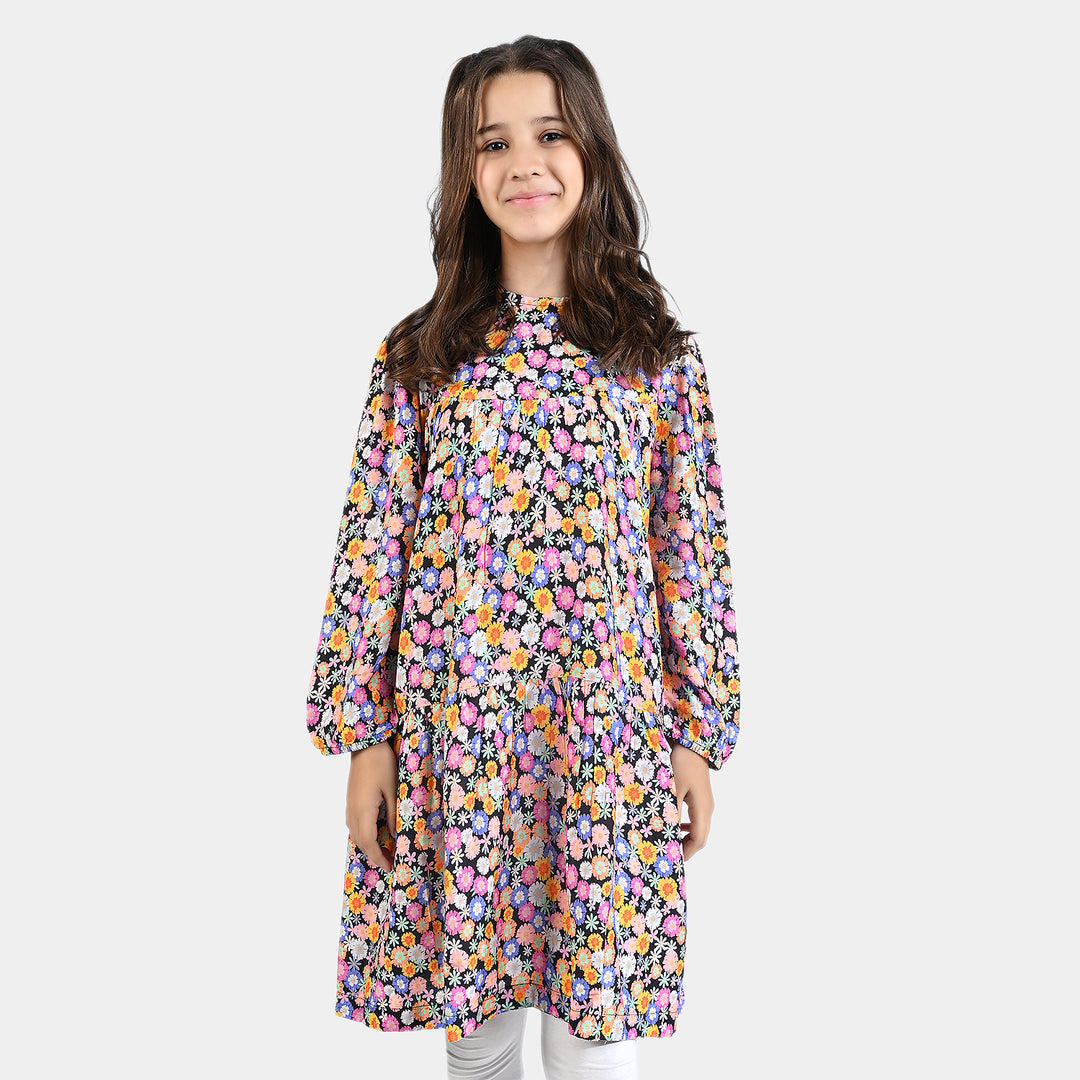 Girls Viscose Casual Frock (Fabulous) - Multi