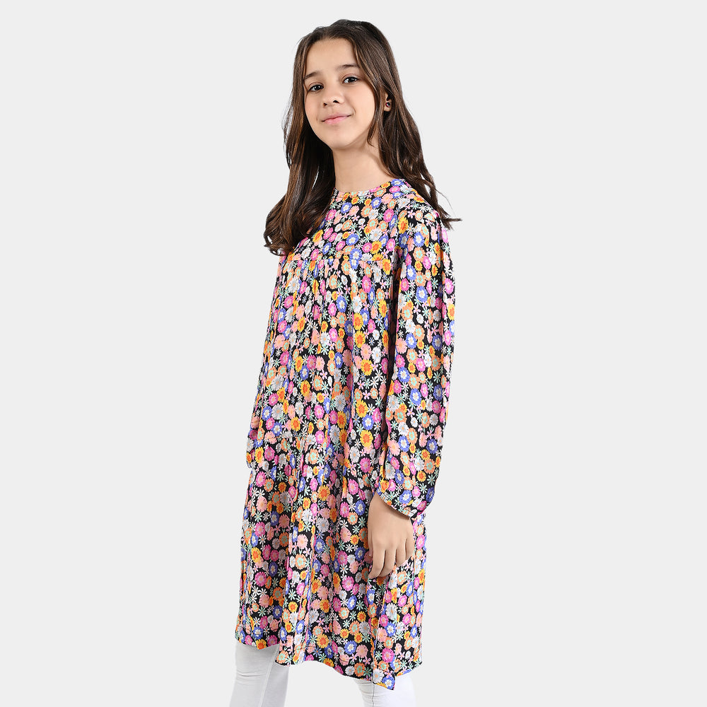 Girls Viscose Casual Frock (Fabulous) - Multi