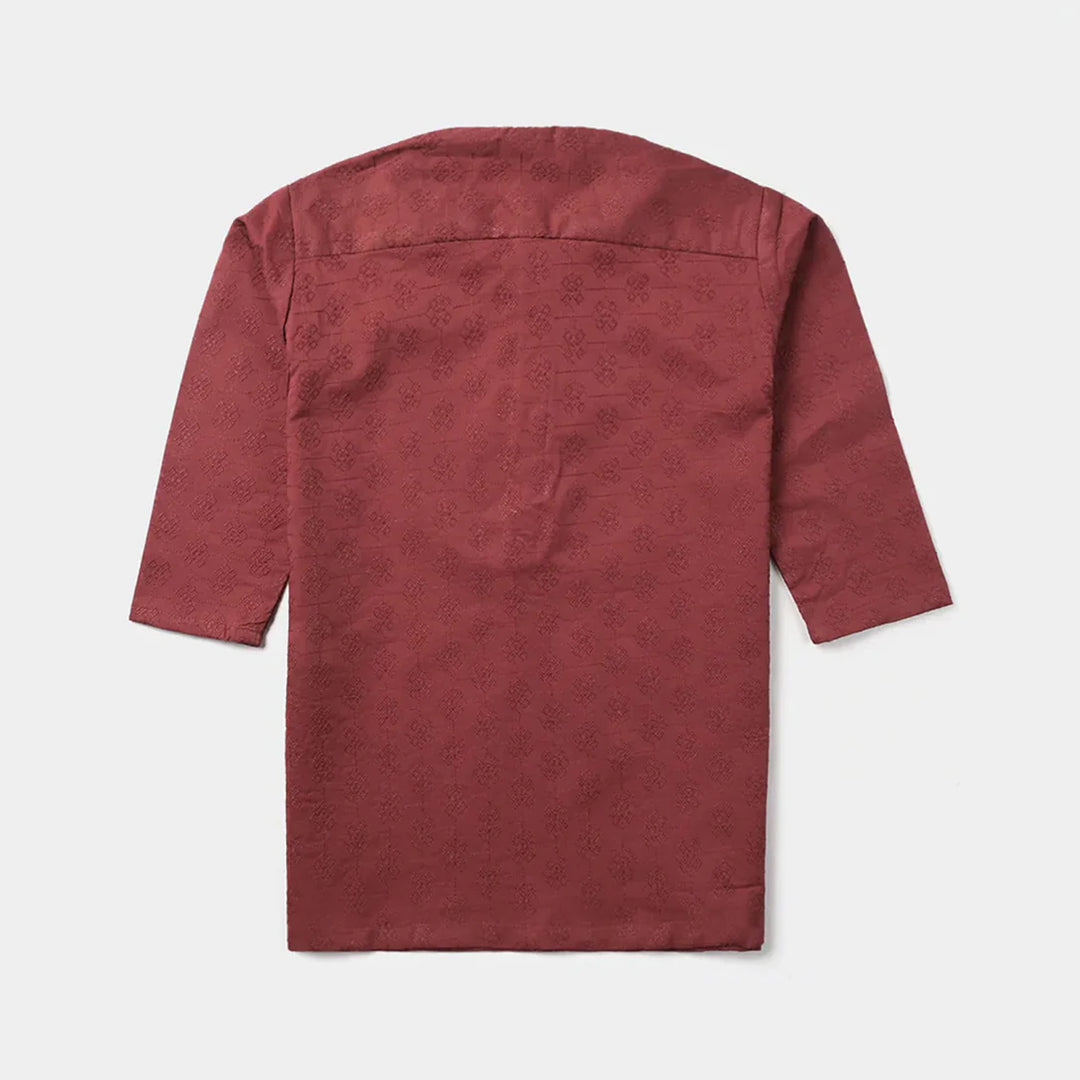 Infant Boys Chikankari Basic Kurta -MAROON