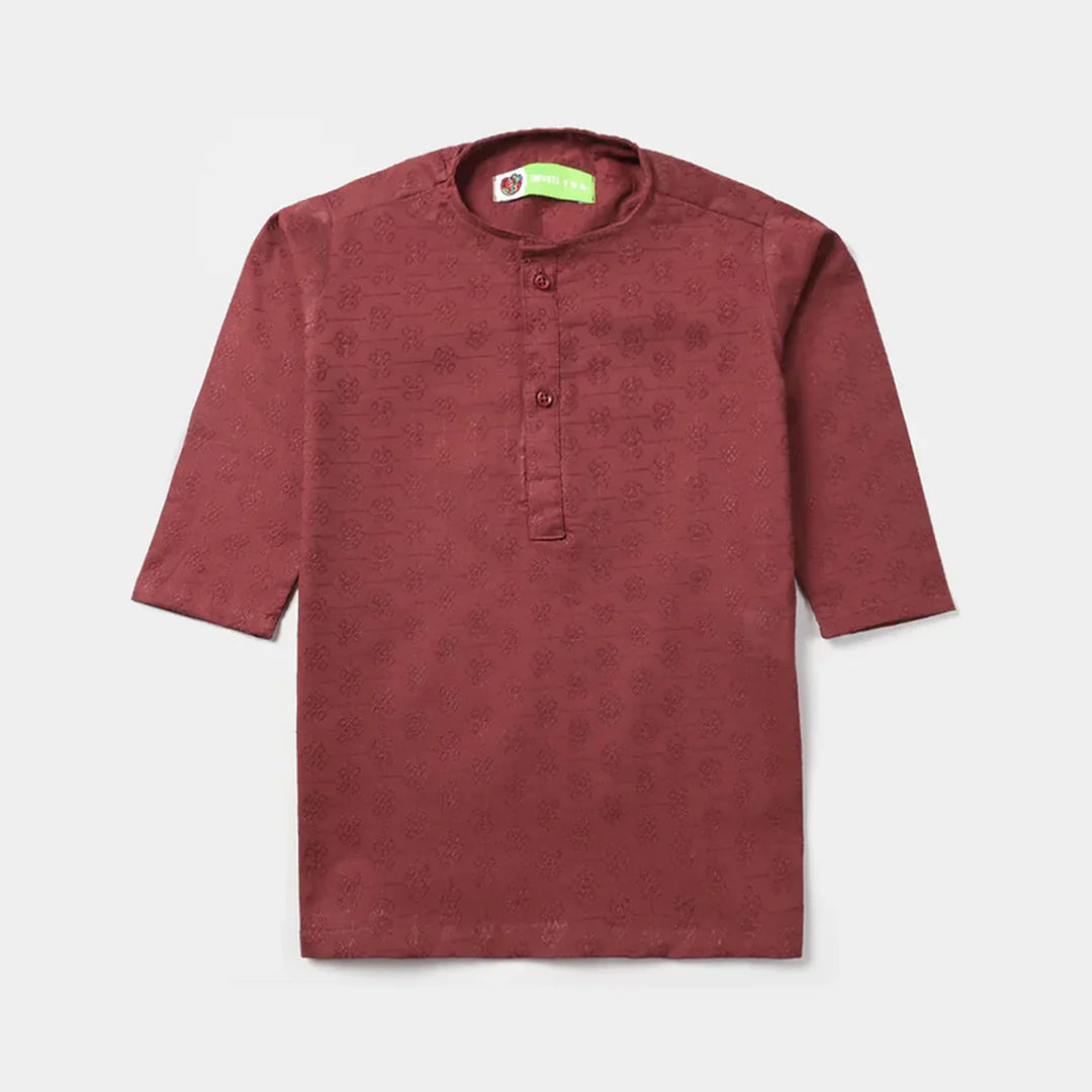 Infant Boys Chikankari Basic Kurta -MAROON