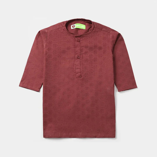 Infant Boys Chikankari Basic Kurta -MAROON