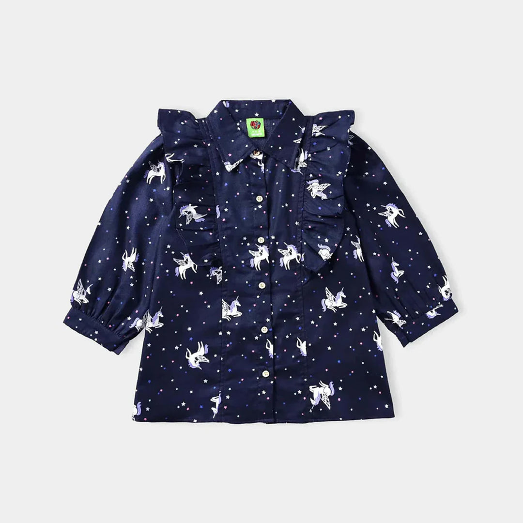 Infant Girls Poly Cotton Casual Top Teaberries-Navy Blue