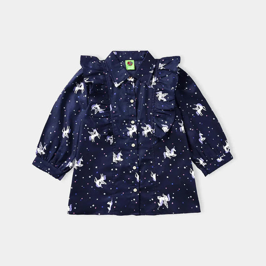 Infant Girls Poly Cotton Casual Top Teaberries-Navy Blue