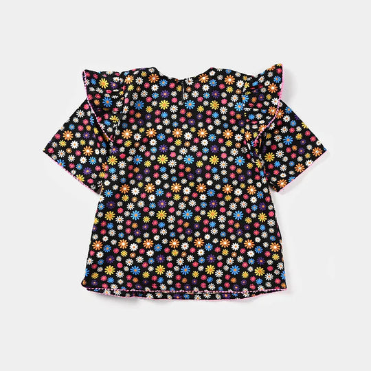 Infant Girls Cotton Poplin Casual Top Caviar-Multi