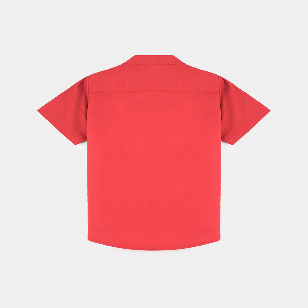 Infant Boys Cotton Poplin Casual Shirt (Character)-Red
