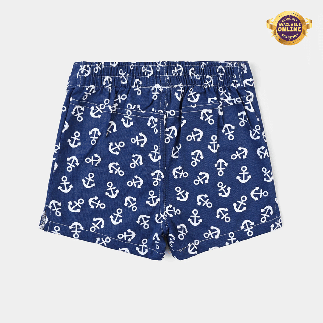 Infant Boys Poly Cotton Short Anchor-Blue