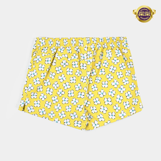 Infant Girls Poly Cotton Shorts (Flower) - Yellow