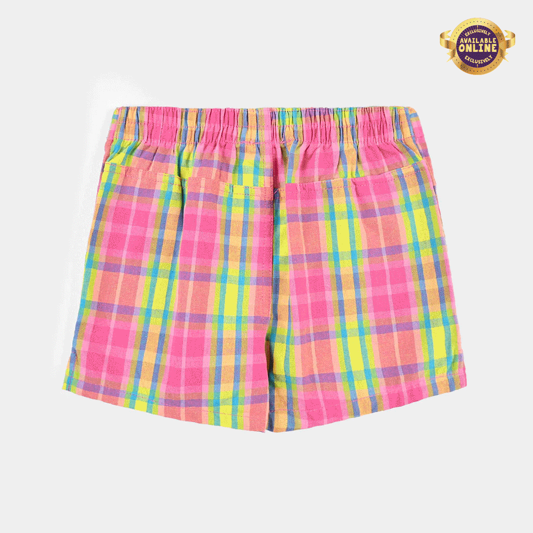 Infant Girls Poly Cotton Shorts (Big Check) - Multi