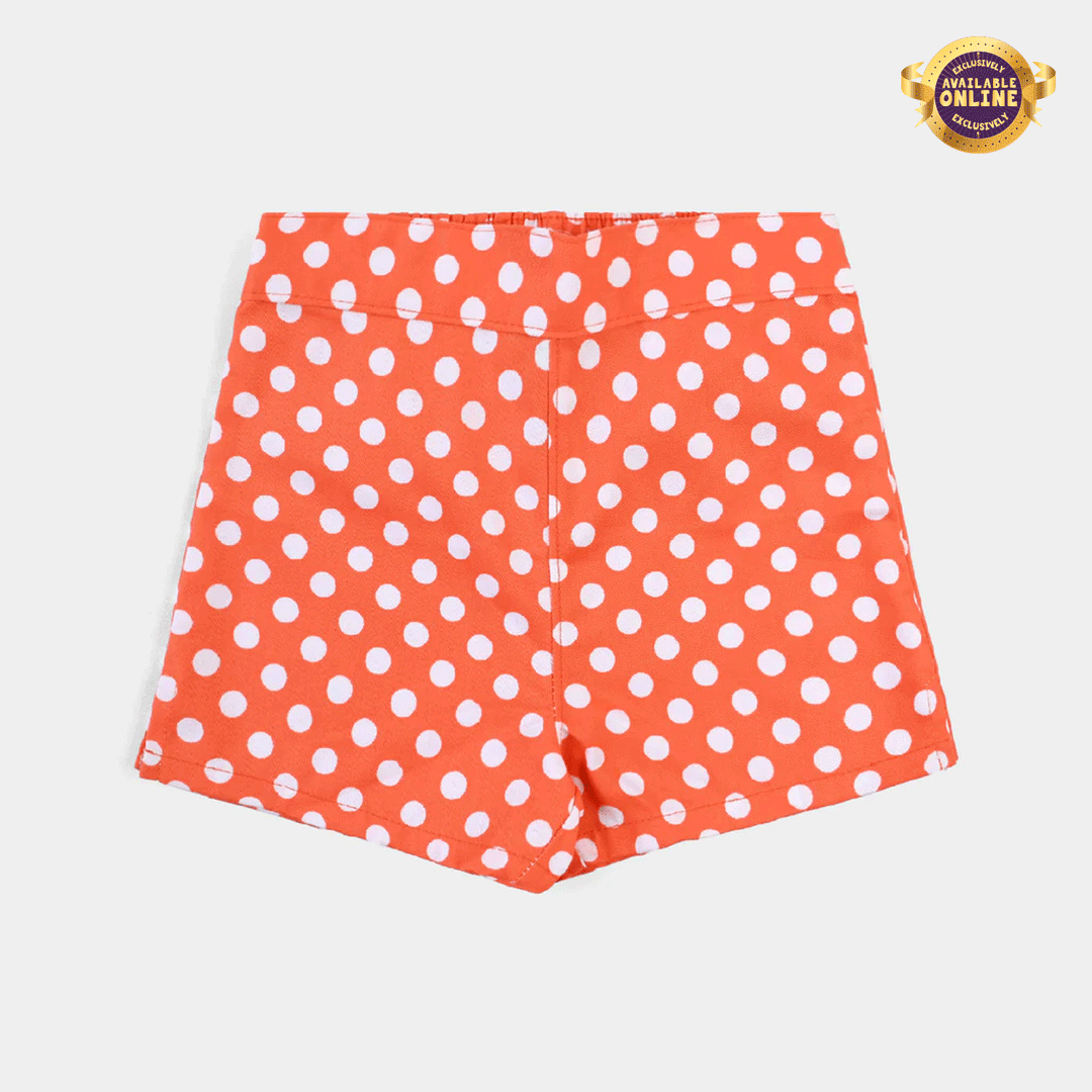 Infant Girls Poly Cotton Shorts (Polka Dot) - Orange